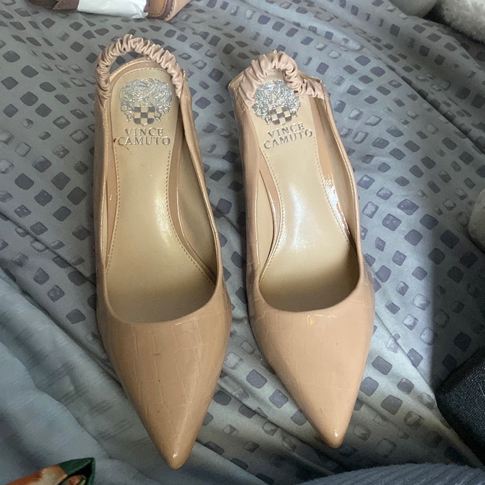 High heeled patent leather shoes